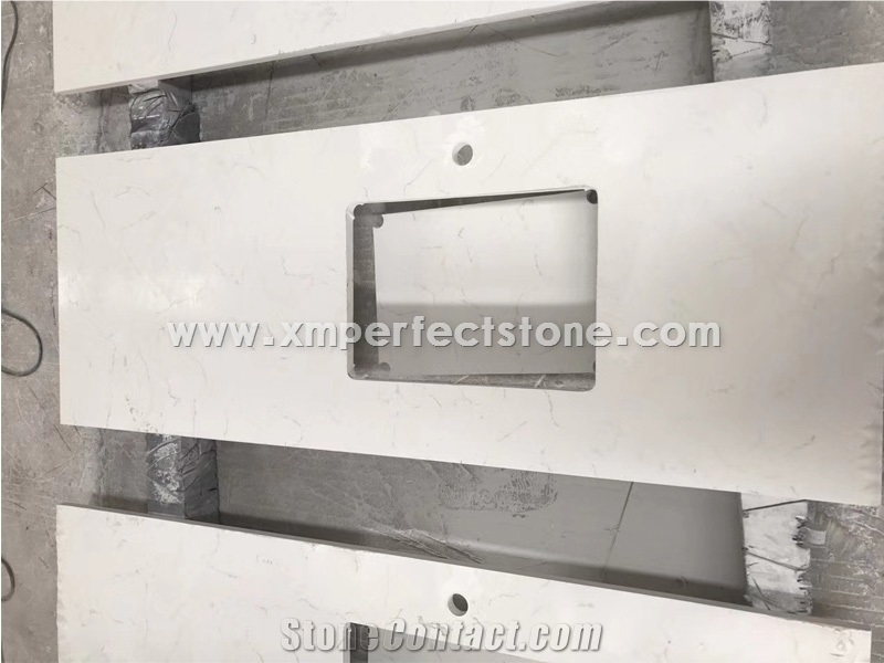 L Shape Kitchen Countertop,Carrara Quartz Countertop/Prefab/Island