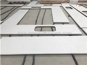L Shape Kitchen Countertop,Carrara Quartz Countertop/Prefab/Island
