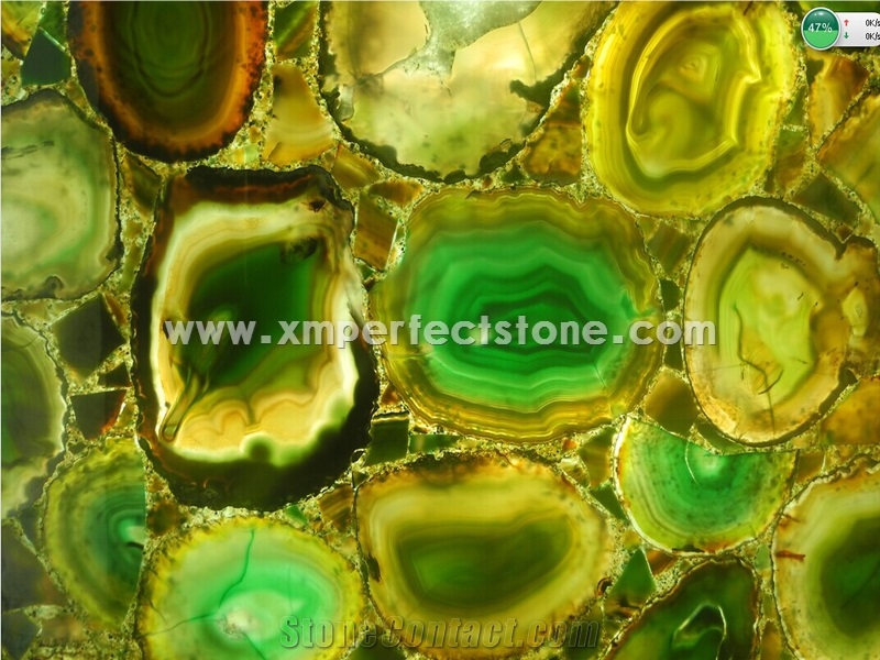Precious Stone Green Panels/Semi-Precious for Table Top