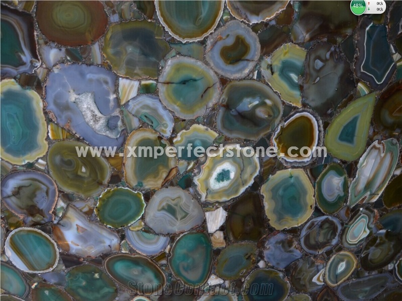 Precious Stone Green Panels/Semi-Precious for Table Top