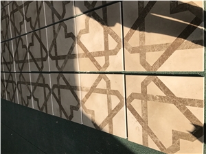 China Multicolor Marble Water Jet Medallion,Square Flooring Tiles