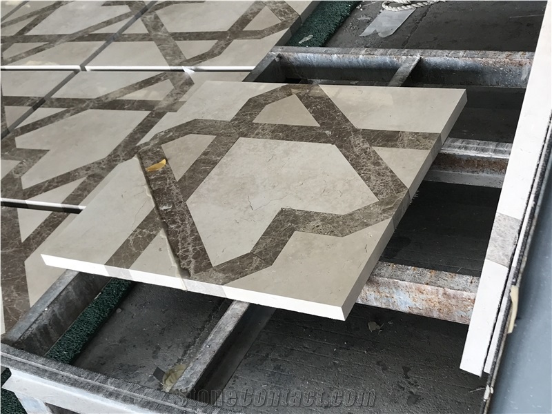 China Multicolor Marble Water Jet Medallion,Square Flooring Tiles