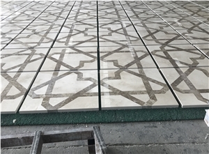Waterjet Medallion Marble Pattern Beige Turkey Grey Emperador Light