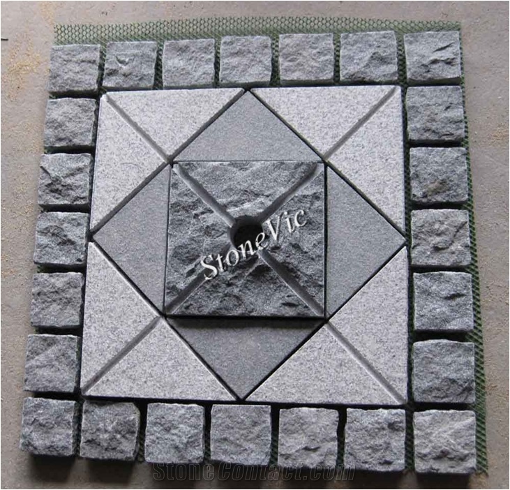 China Paver on Mesh,Cube Stone,Patterns,Round Stepping