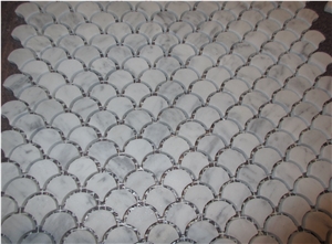 Polished White Bianco Carrara Marble Mosaic Tiles For Wall 