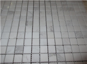 Polished White Bianco Carrara Marble Mosaic Tiles For Wall 