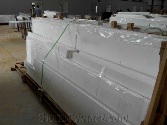 Sq028 Pure White Quartz Kitchen Countertop Undermounted Sink