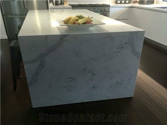 Sq111-2 Calacatta Novo Quartz Slabs No Scratch, No Color Change