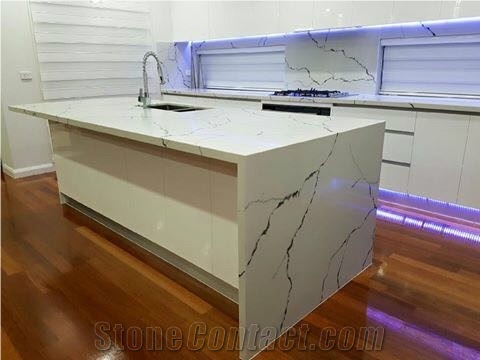 Sq130-3 Staturio Super Kitchen China Quartz Stone Island Top
