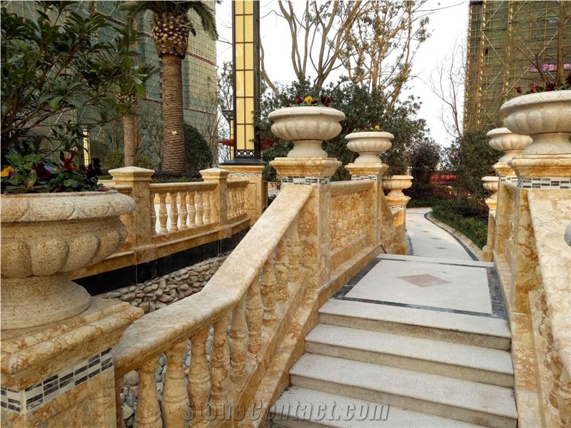 Golden Yellow Marble Fireplace Mantel, Chinese Yellow Marble Fireplace