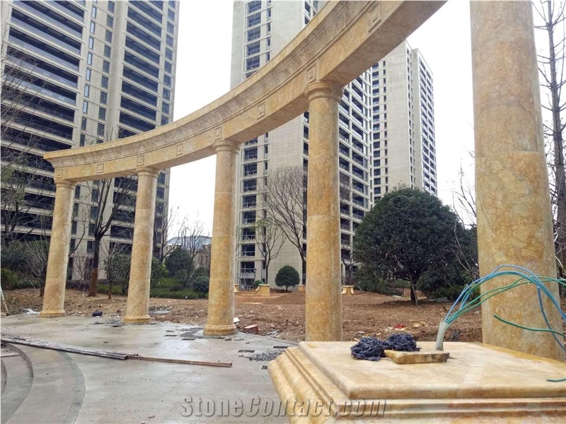 Golden Yellow Marble Fireplace Mantel, Chinese Yellow Marble Fireplace