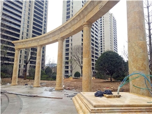 Golden Yellow Marble Fireplace Mantel, Chinese Yellow Marble Fireplace