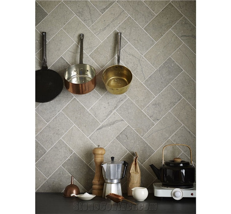 Transylvania Gray Limestone - Herringbone and Bricks