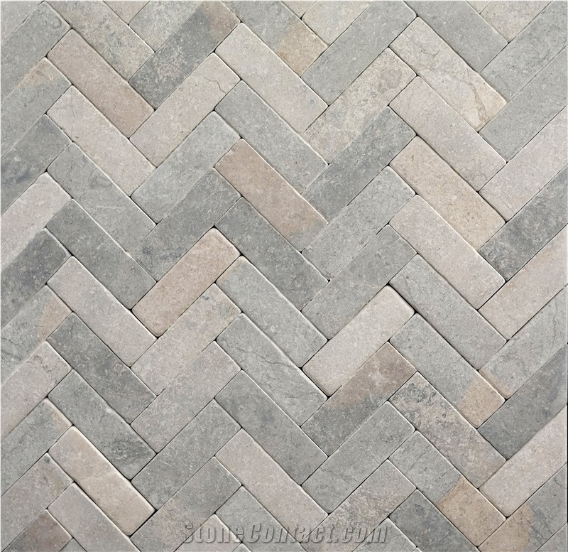 Transylvania Gray Limestone - Herringbone and Bricks