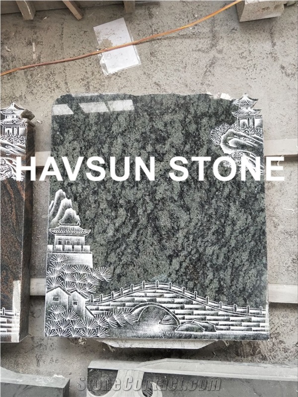 Olive Green Granite Monument/Tombstone/Headstone/Die