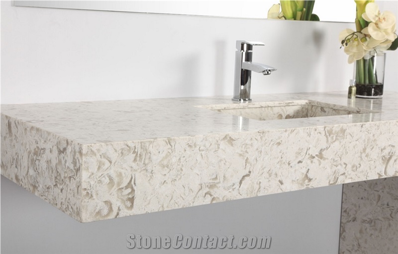 Corian Marble Look Quartz Stone Slab for Engineering Bench Top