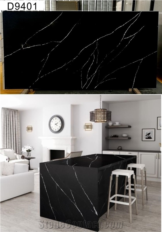 Eternal Marquina Semiprecious Artificial Quartz Stone Countertop