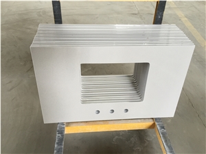 Pure Grey Quartz Stone Bathroom Countertops,Square Vanity Tops