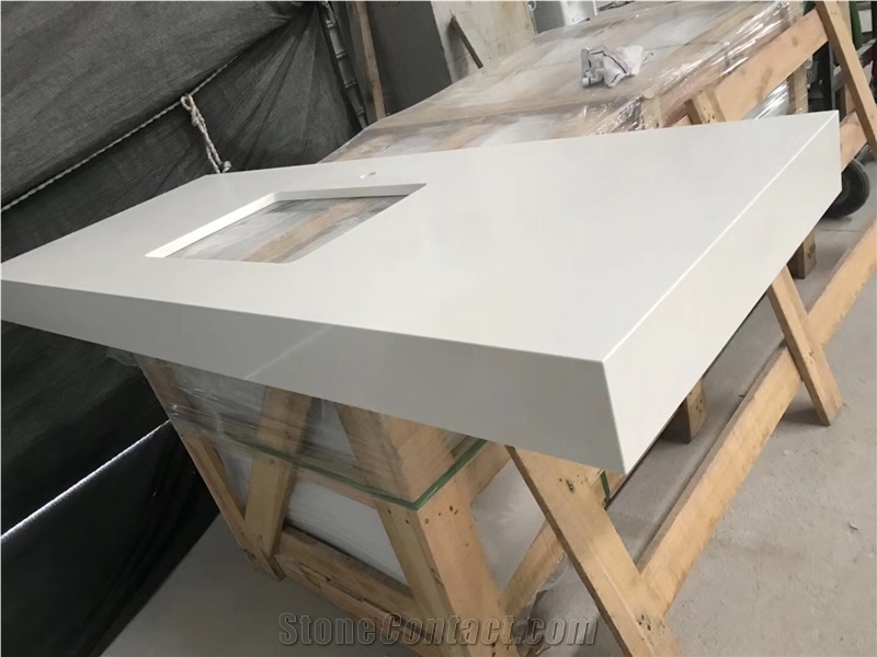 Pure White Quartz Stone Bath Tops,Rectangle Vanity Top