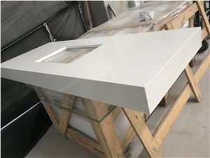 Pure White Quartz Stone Bath Tops,Rectangle Vanity Top