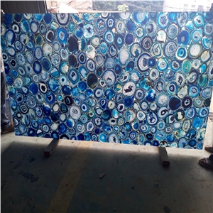 Agate Blue Wall Panel,Blue Semiprecious Stone Round Tomato Design