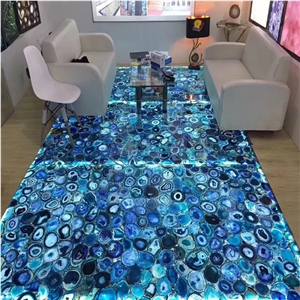 Agate Blue Wall Panel,Blue Semiprecious Stone Round Tomato Design