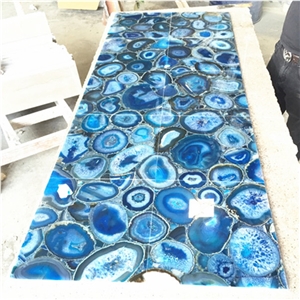 Backlit Blue Gemstone Natural Semiprecious Stone Slabs