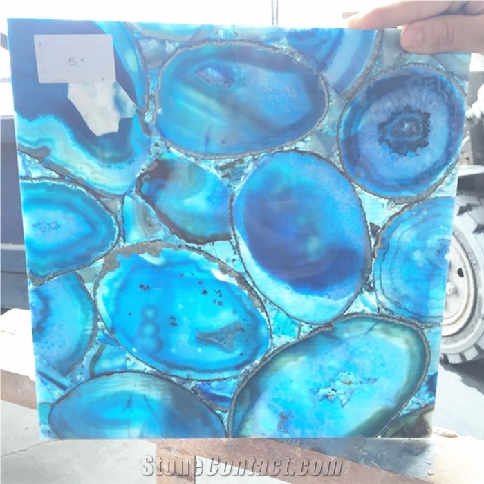 Backlit Blue Gemstone Natural Semiprecious Stone Slabs