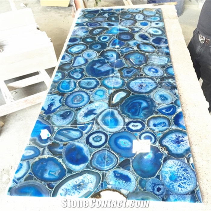 Blue Onyx Flooring Tile, Blue Gemstone Wall Tile,Blue Semiprecious