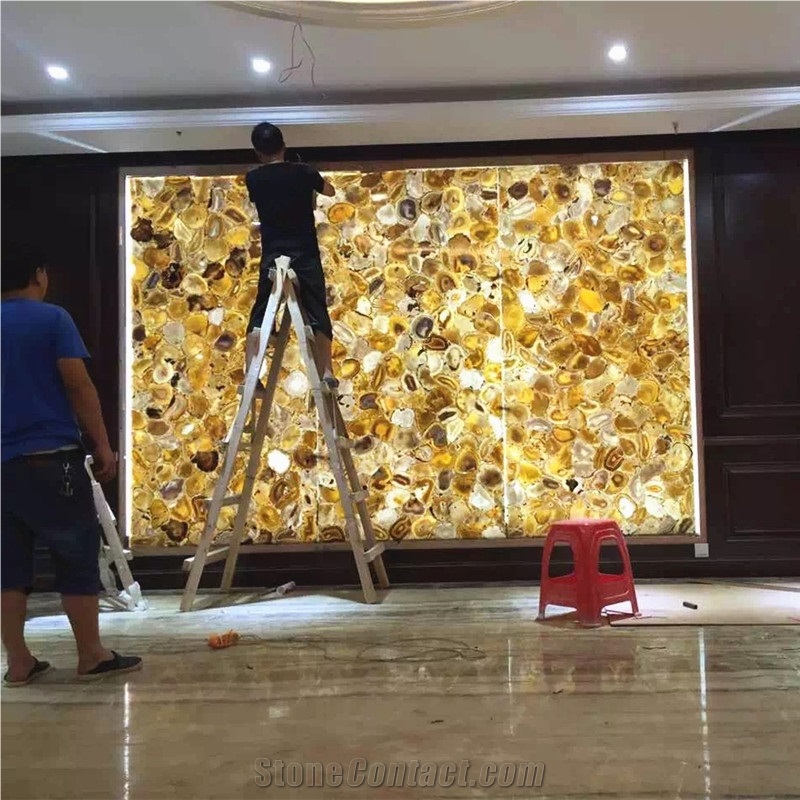 Brown Gold Agate Jade Stone,Light Brown Gemstone Luxury Villa Design