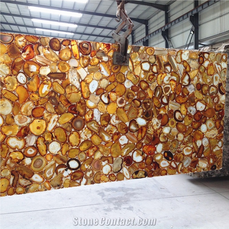 Brown Gold Agate Jade Stone,Light Brown Gemstone Luxury Villa Design