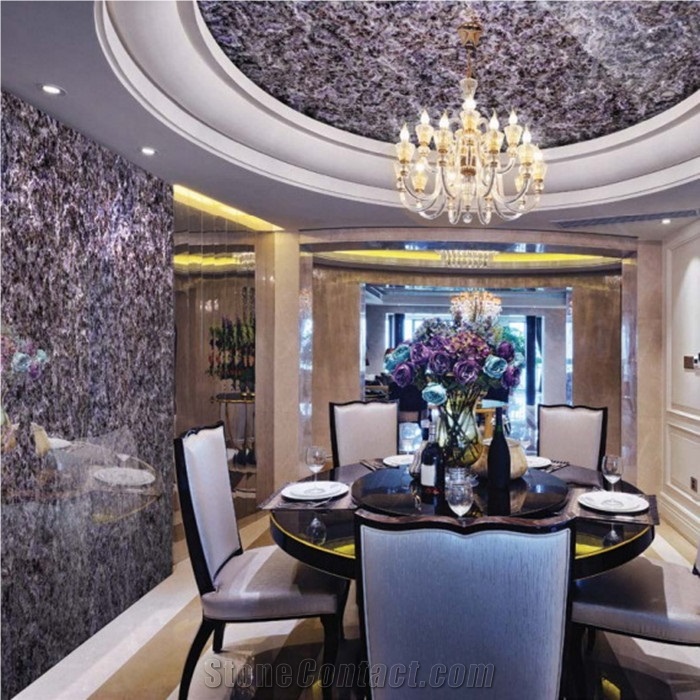 Dark Lilac Purple Amethyst Semiprecious Stone Villa Interior Design