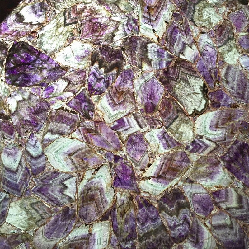 Dark Lilac Purple Amethyst Semiprecious Stone Villa Interior Design