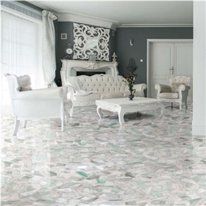 Light Green Quartz Gemstone,Pure White Agate Semiprecious Stone Slab Tile