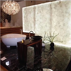 Light Green Quartz Gemstone,Pure White Agate Semiprecious Stone Slab Tile