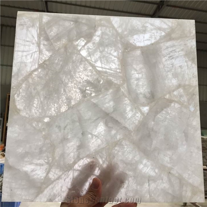 Light Green Quartz Gemstone,Pure White Agate Semiprecious Stone Slab Tile