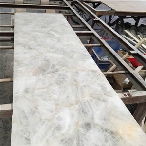 Light Green Quartz Gemstone,Pure White Agate Semiprecious Stone Slab Tile