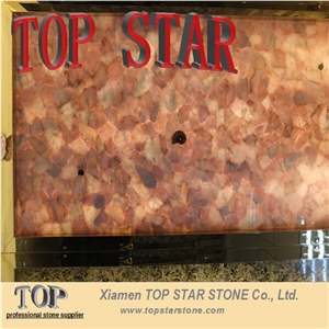 Natural Gemstone Pink Quartz Artificial Pink Coral Semiprecious Stone Slabs