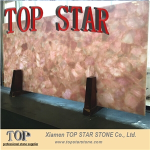 Pink Agate Gemstone Slabs,Flower Pink Quartz Semiprecious Stone Slabs,Rose Quartz Slab
