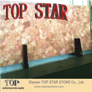 Pink Agate Gemstone Slabs,Flower Pink Quartz Semiprecious Stone Slabs,Rose Quartz Slab