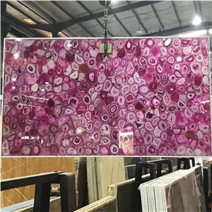 Pink Color Gemstone,Pink Agate Stone Slab,Pink Semiprecious Stone Tile