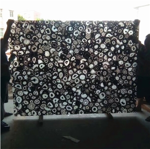 Translucent Black Gemstone,Black Semi Precious Panels,Black Agate Slab