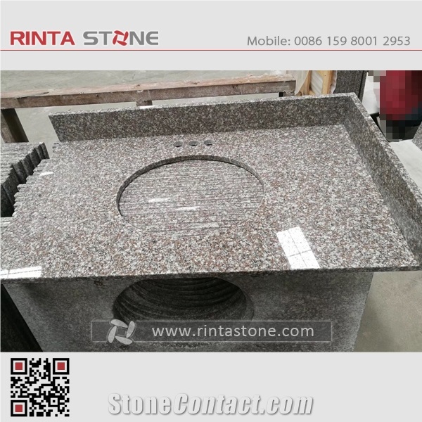 G664 Granite Cherry Brown Luoyuan Luna Pearl Stone Bath Top