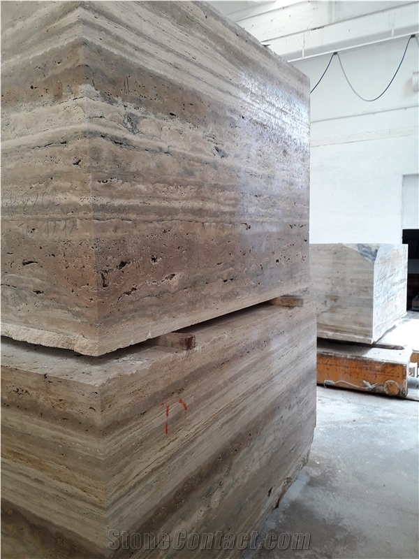 Travertino Silver Gold Blocks, Italy Silver Gold Travertine