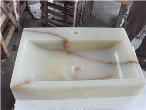 Afghanistan White Onyx Rectangle Basins Bathroom Sinks
