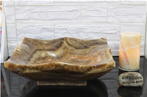 Brown Dragon Onyx Square Sink Drop-In Wash Basin