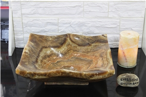 Brown Dragon Onyx Square Sink Drop-In Wash Basin