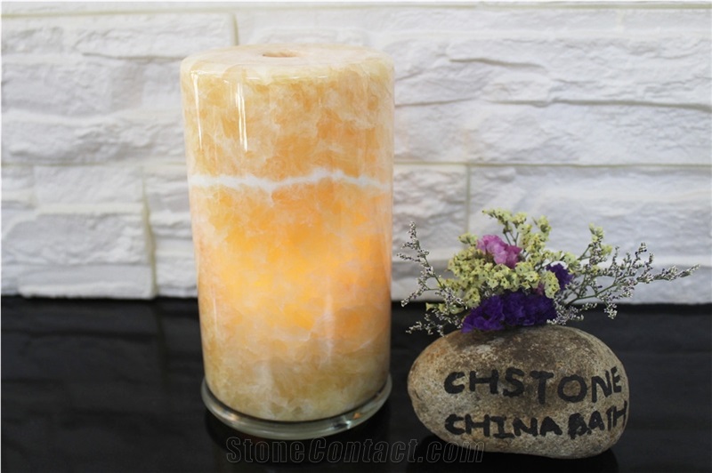 Honey Onyx Candle Holder Natural Stone Lamp Cover