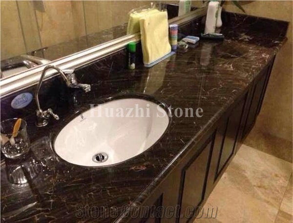 Brown Bookmatched Marble Bath Tops, Countertop, Vanity