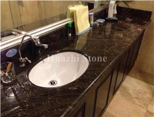 Brown Bookmatched Marble Bath Tops, Countertop, Vanity